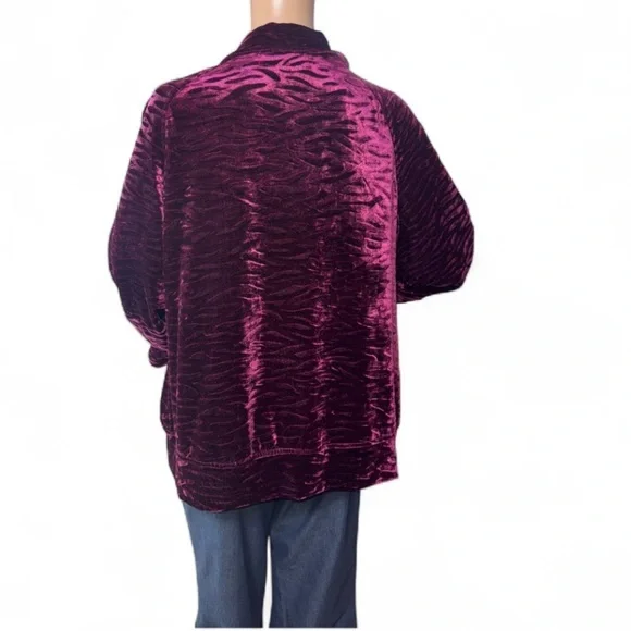 Tickled Pink Velvet Burgundy Jacket Size XL - Picture 3 of 6